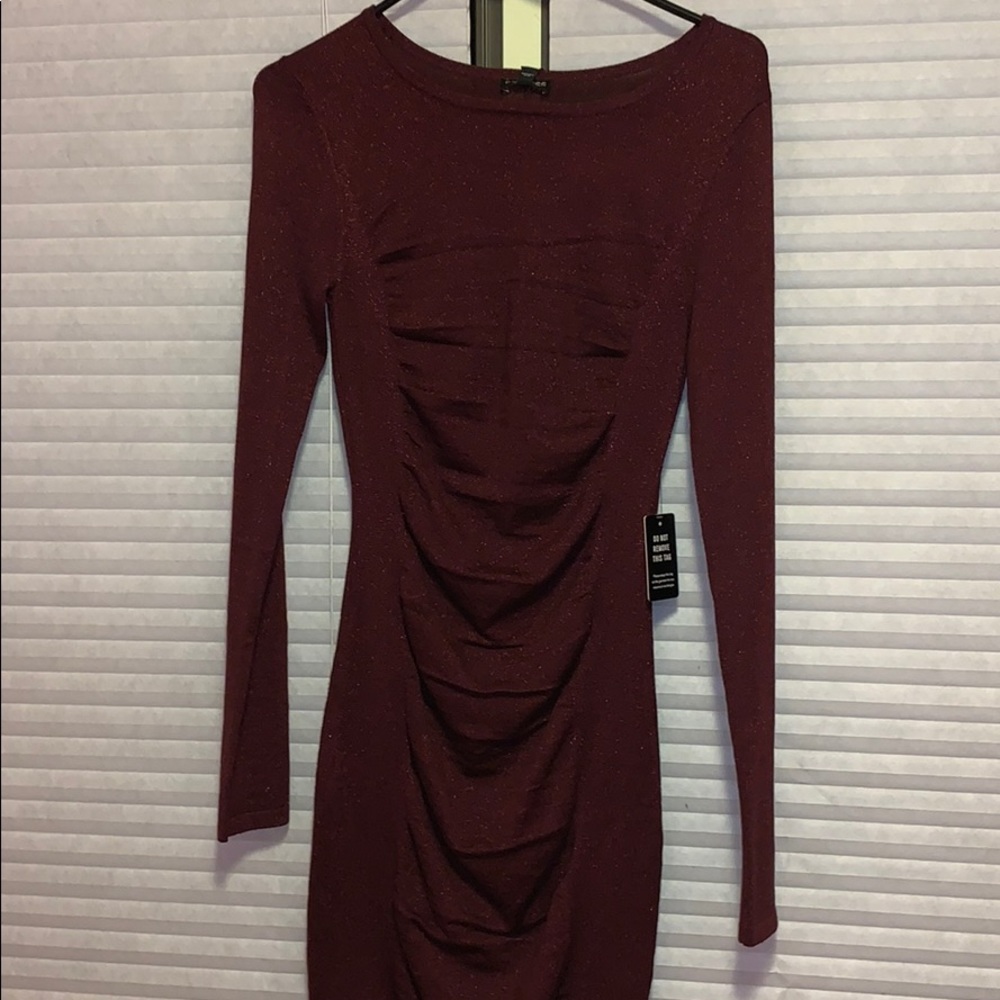 Long Sleeve maroon sparkle dress !